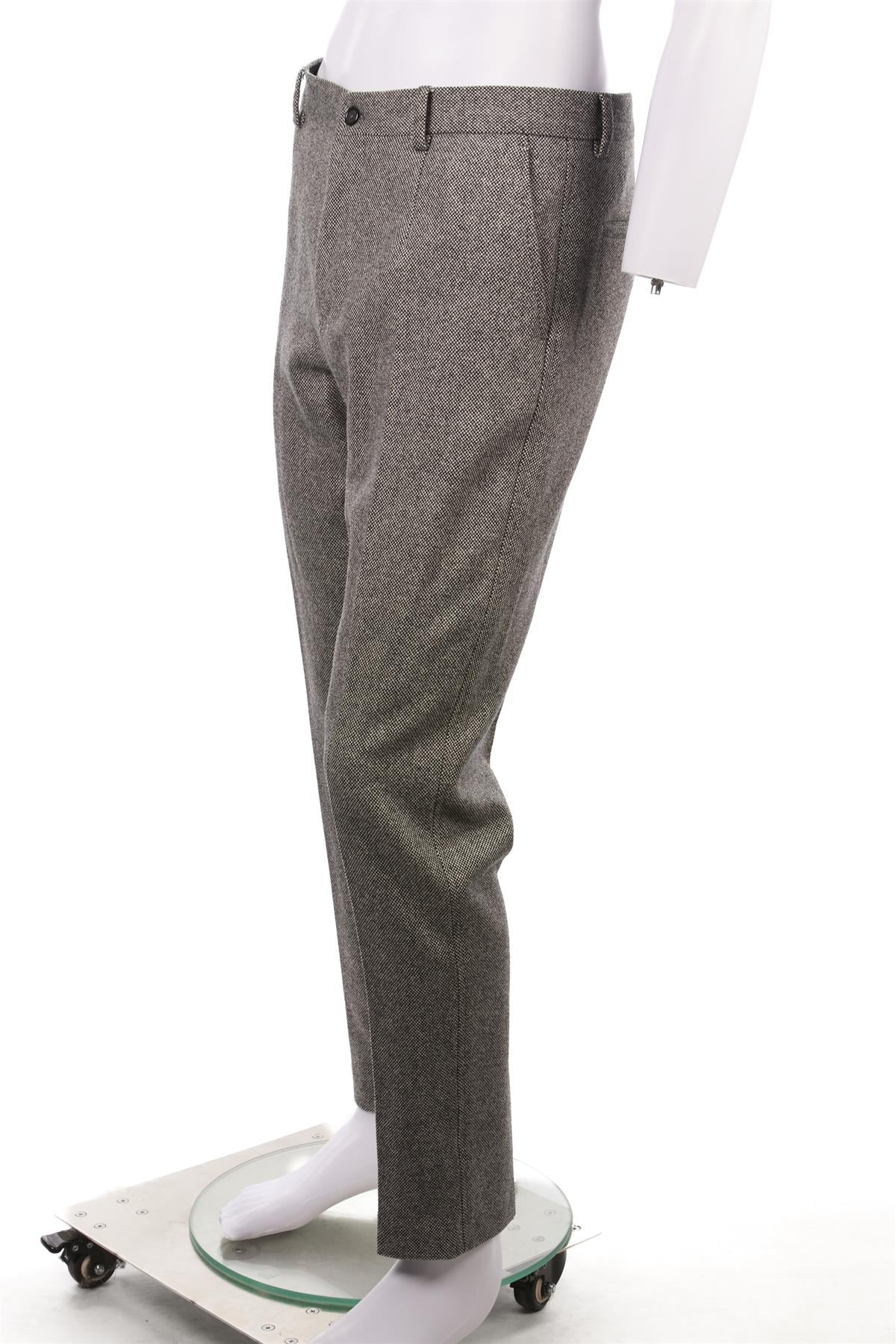 DOLCE & GABBANA GREY MEN'S WOOL STRAIGHT LEG PANTS IT 48 UK 32