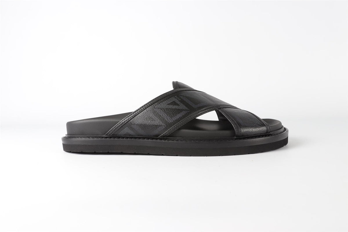 CHRISTIAN DIOR MEN'S BLACK AQUA LEATHER SANDALS EU 42 UK 8 US 9