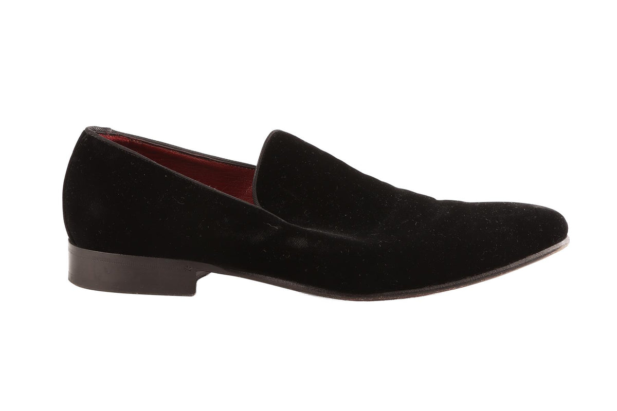 DOLCE & GABBANA BLACK MEN'S VELVET LOAFERS IT 42 UK 8