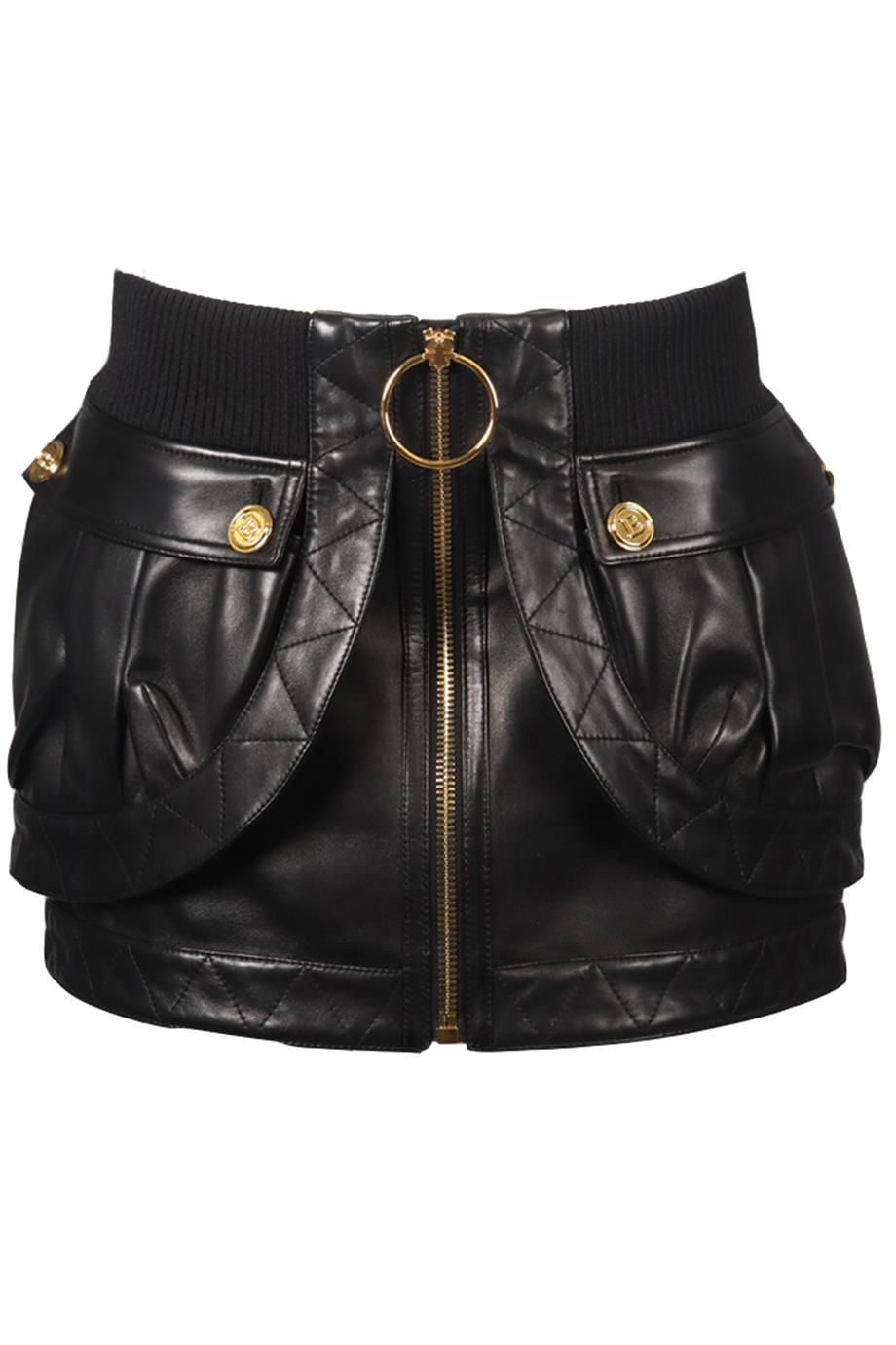 BALMAIN LEATHER MINI SKIRT FR 38 UK 10