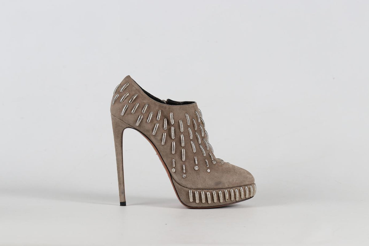 AZZEDINE ALAÏA SUEDE PLATFORM ANKLE BOOTS EU 38.5 UK 5.5 US 8.5