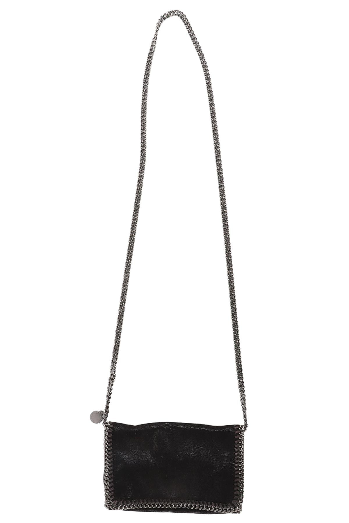 STELLA MCCARTNEY BLACK FALABELLA FAUX SUEDE CROSSBODY BAG