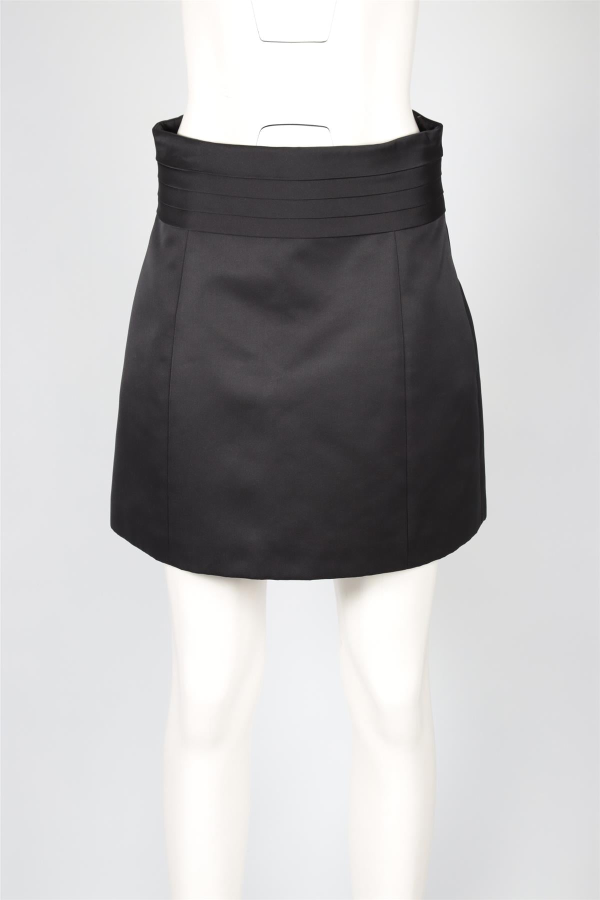REDEMPTION BLACK SATIN MINI SKIRT IT 44 UK 12