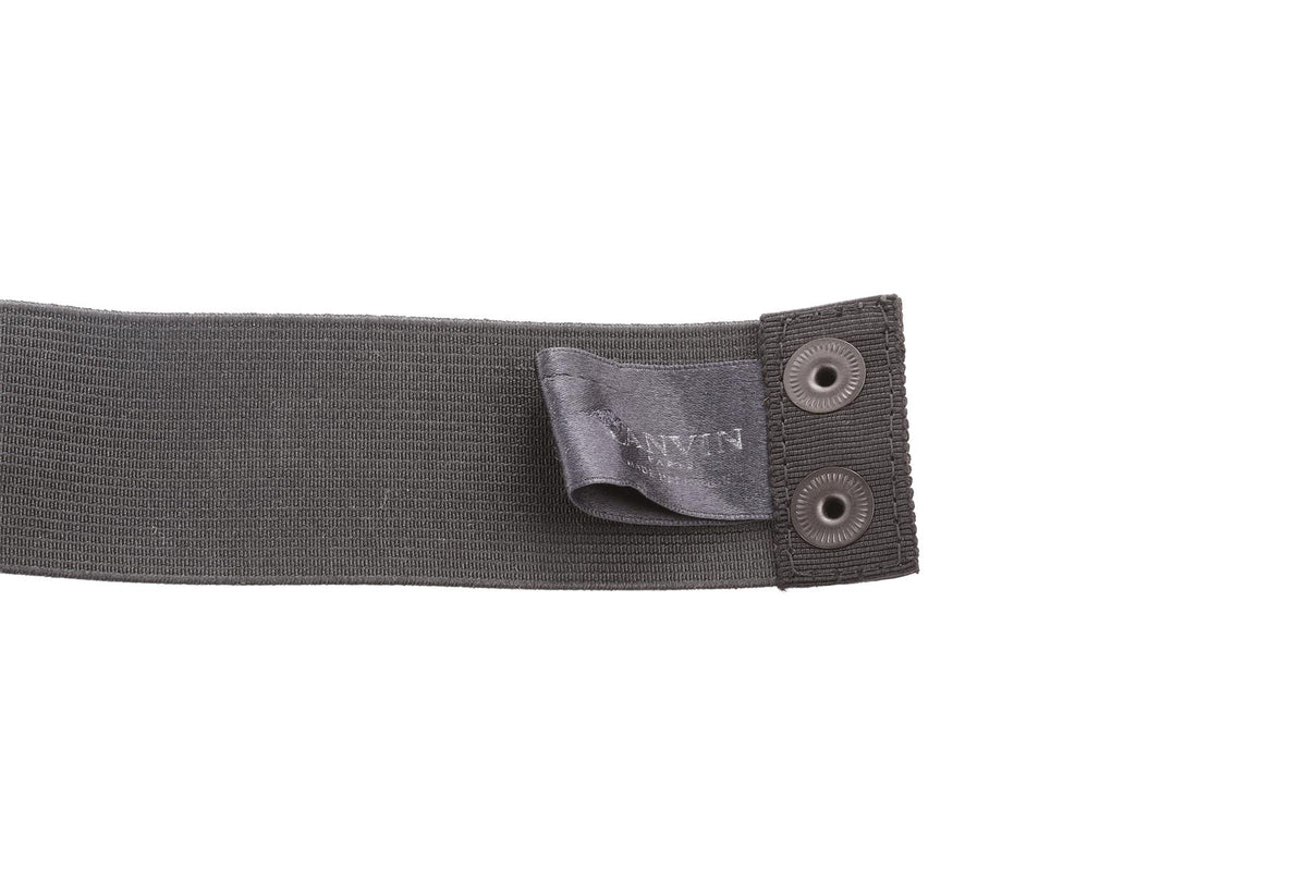 LANVIN BLACK CRYSTAL AND FABRIC WAIST BELT MEDIUM