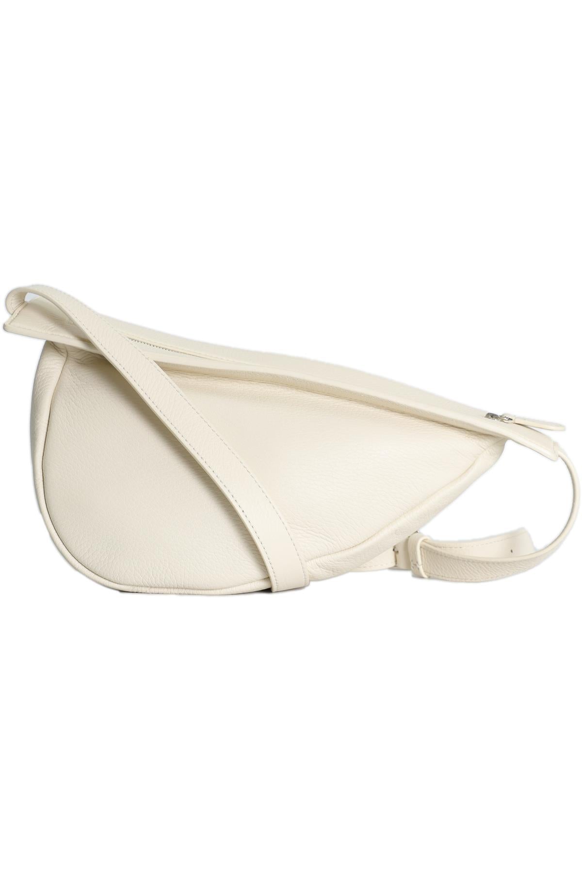 THE ROW WHITE SLOUCHY BANANA SMALL LEATHER SHOULDER BAG