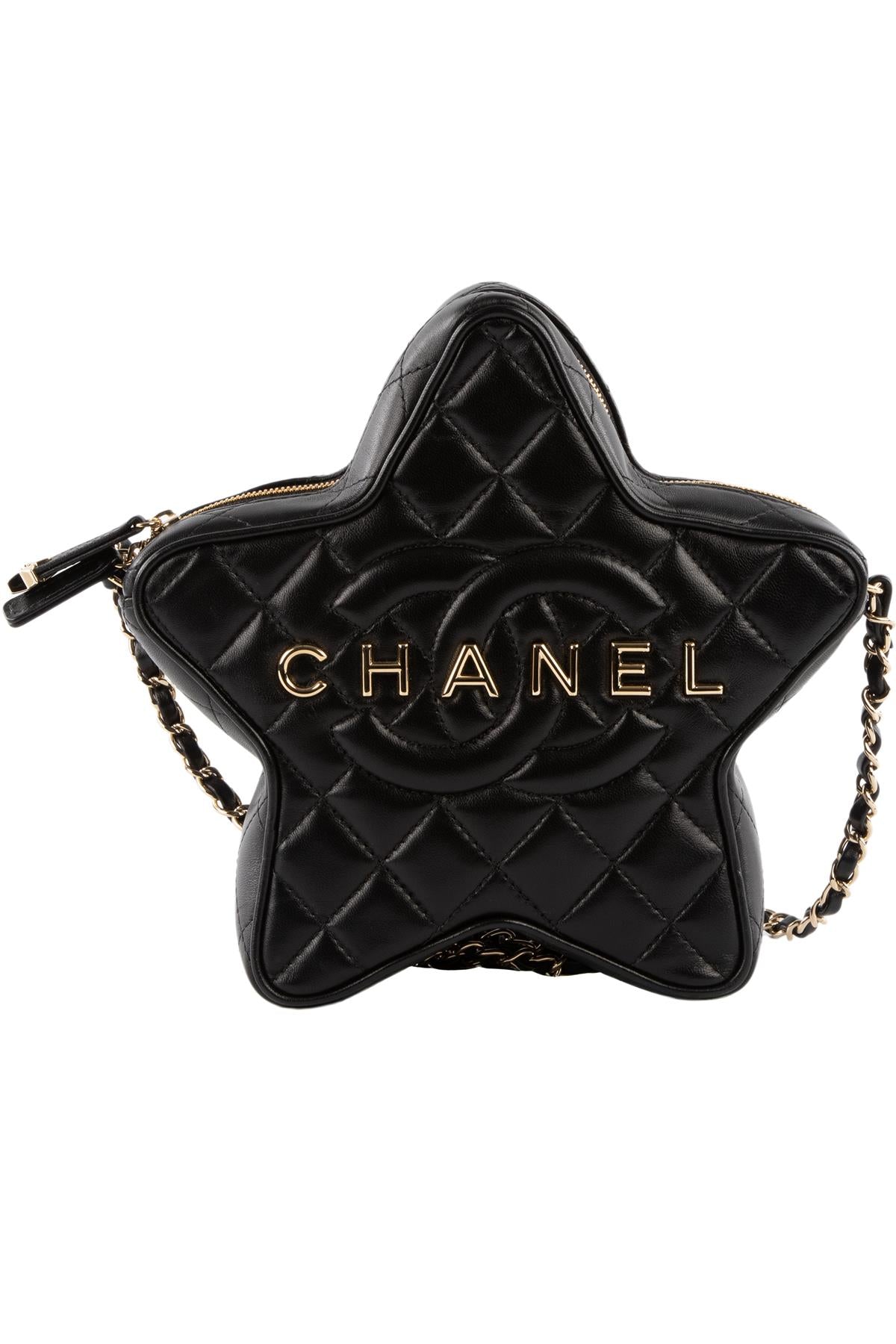 CHANEL BLACK 2024 STAR QUILTED LEATHER SHOULDER BAG