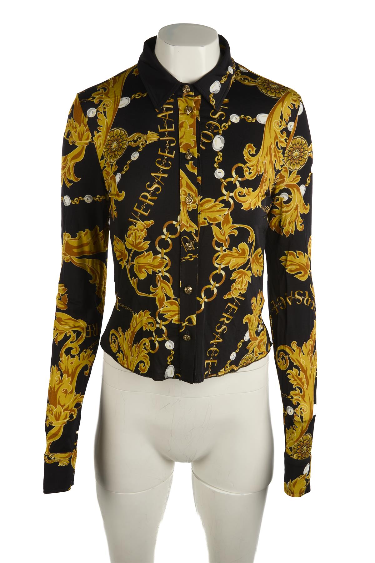 VERSACE JEANS COUTURE BLACK JERSEY SHIRT IT 42 UK 10