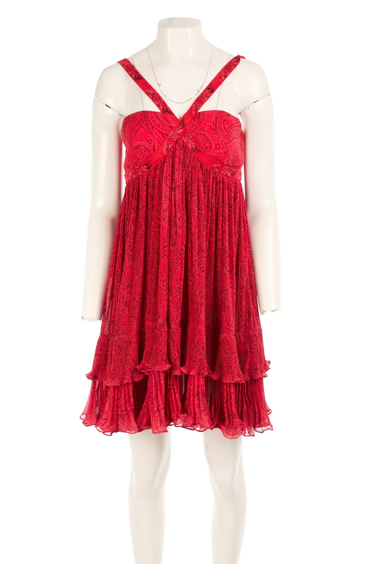 ETRO RED CHIFFON MINI DRESS IT 44 UK 12