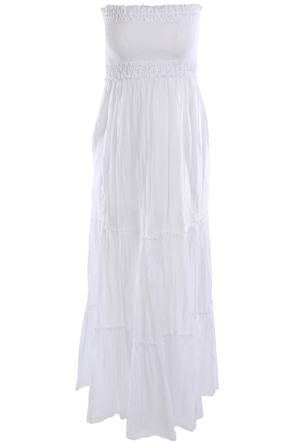 CHARO RUIZ WHITE COTTON MAXI DRESS SMALL