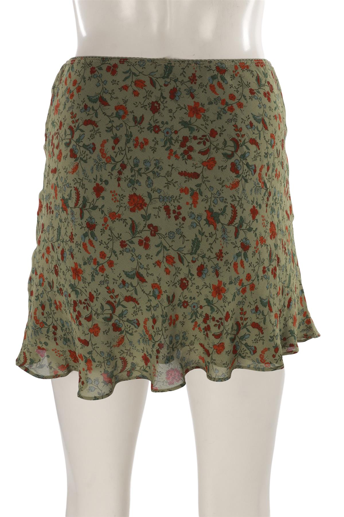 REFORMATION GREEN CREPE MINI SKIRT XSMALL