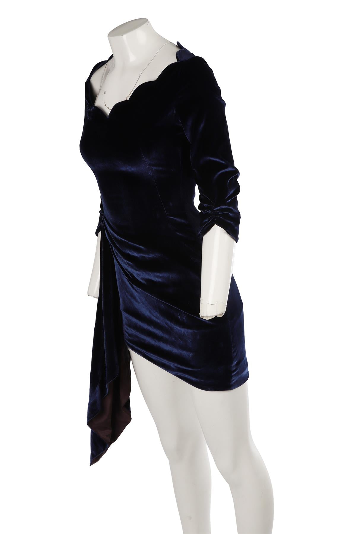 NAVY VELVET MINI DRESS