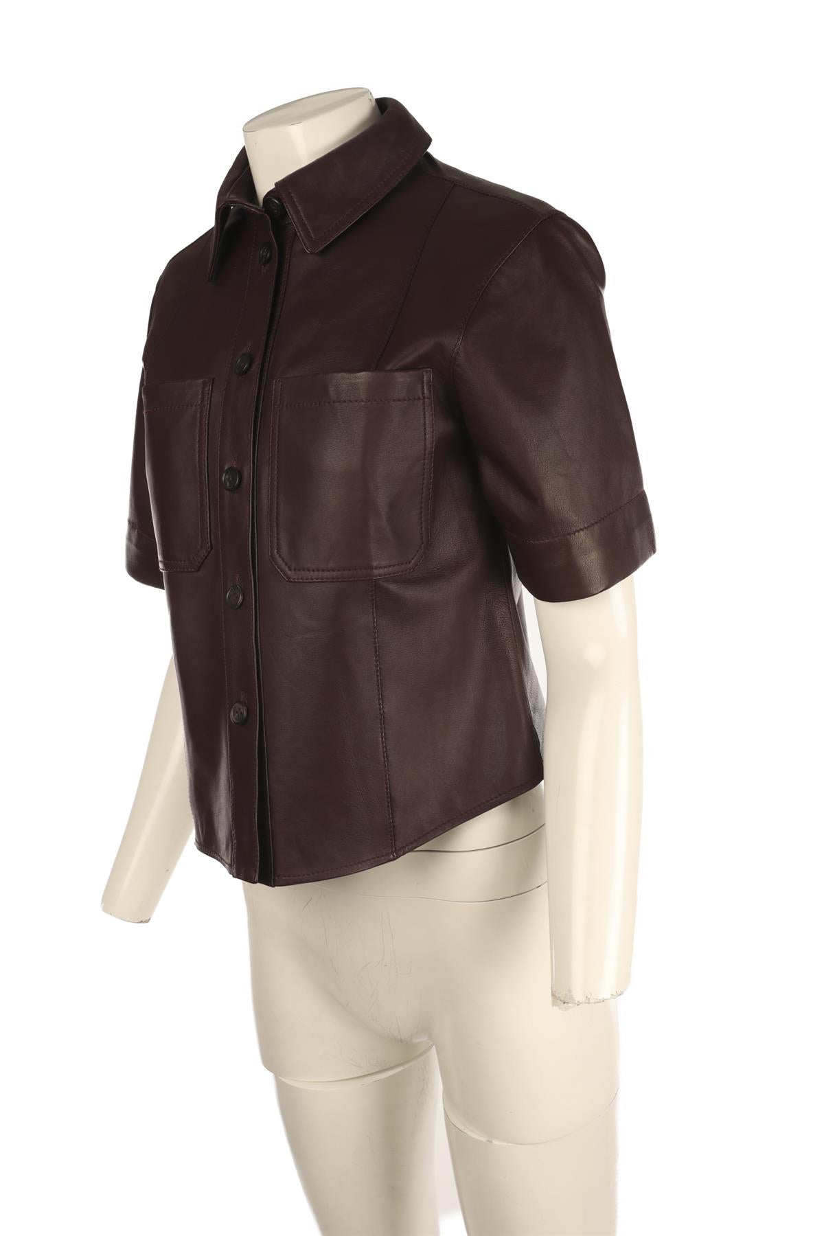 ME+EM BURGUNDY LEATHER SHIRT UK 10