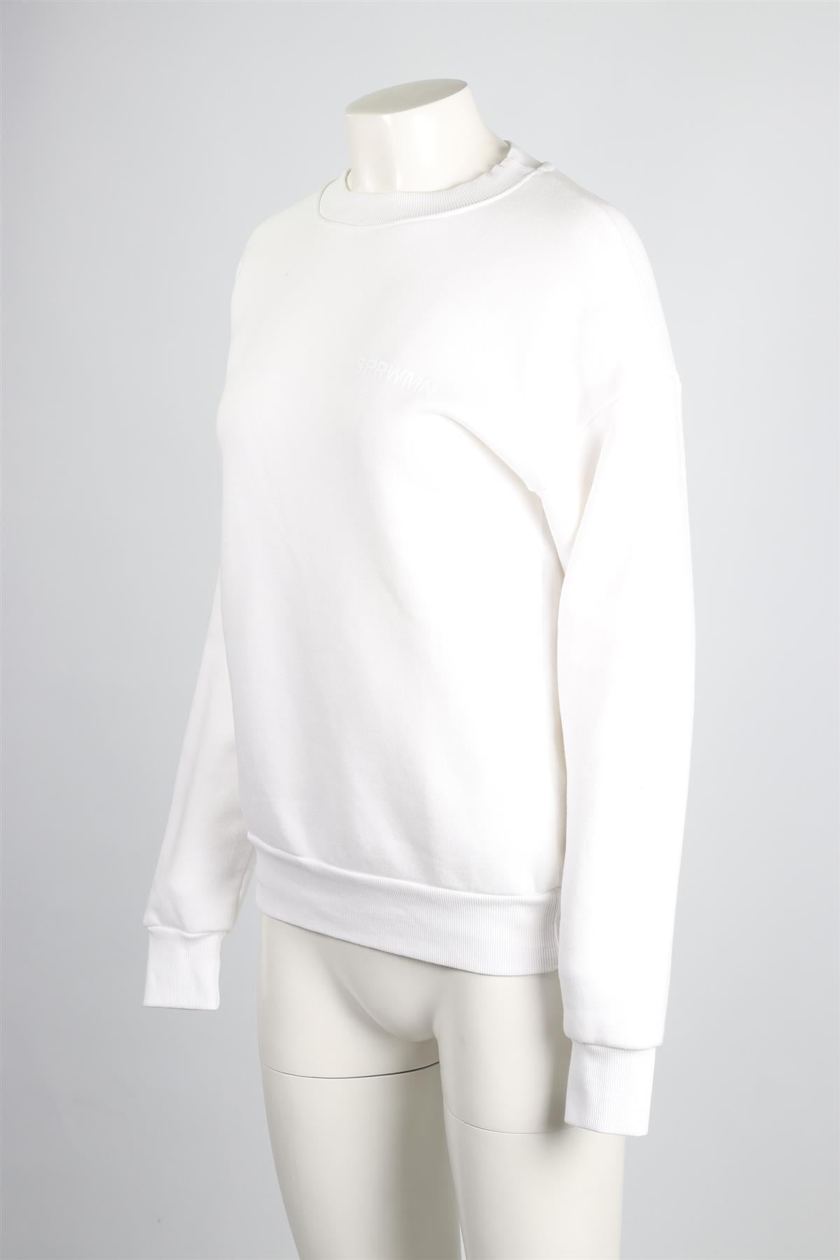 SPRWMN WHITE COTTON BLEND SWEATSHIRT XSMALL