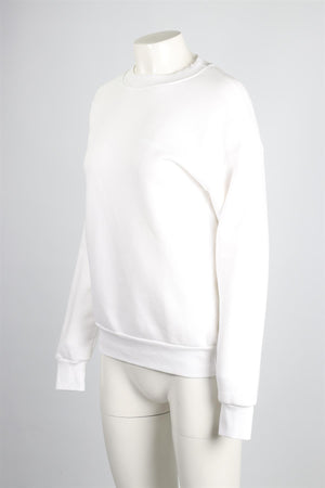 SPRWMN WHITE COTTON BLEND SWEATSHIRT XSMALL