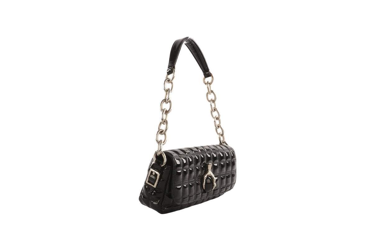 QUENTIN MACKAY BLACK PATENT LEATHER SHOULDER BAG