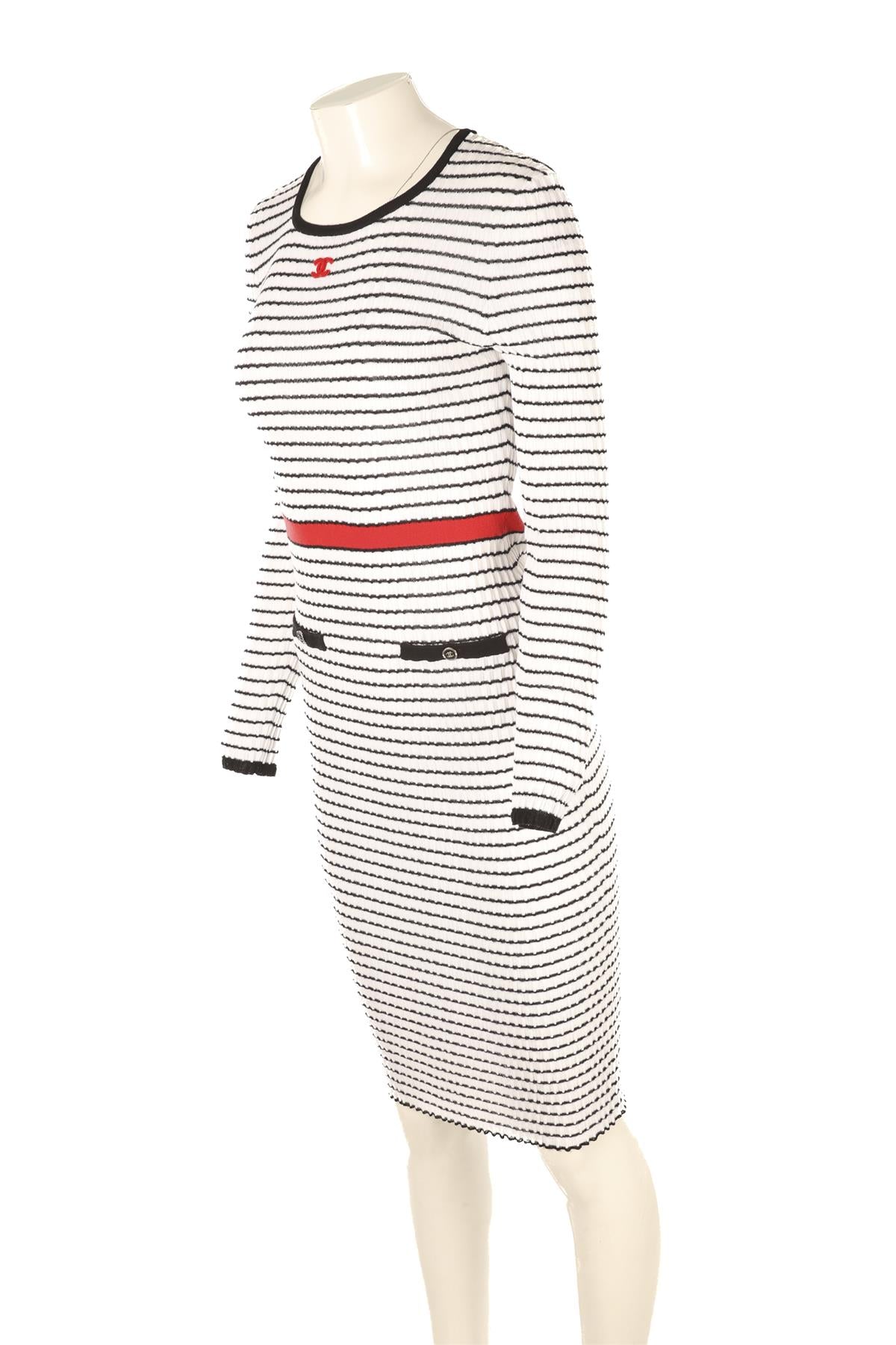 CHANEL WHITE 2024 COTTON MIDI DRESS FR 38 UK 10