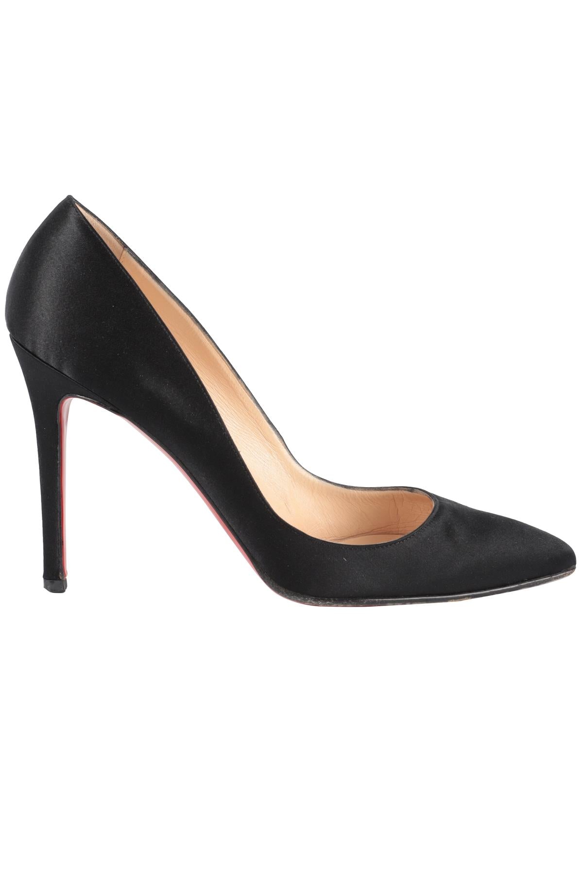 CHRISTIAN LOUBOUTIN BLACK SATIN PUMPS EU 39 UK 6 US 9