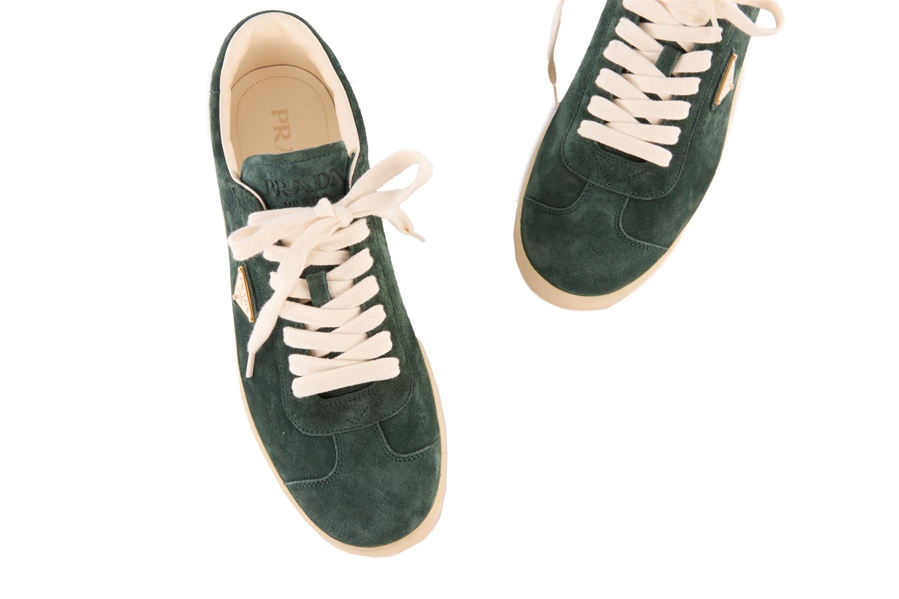 PRADA GREEN MEN'S LANE SUEDE SNEAKERS EU 43.5 UK 9.5 US 10.5
