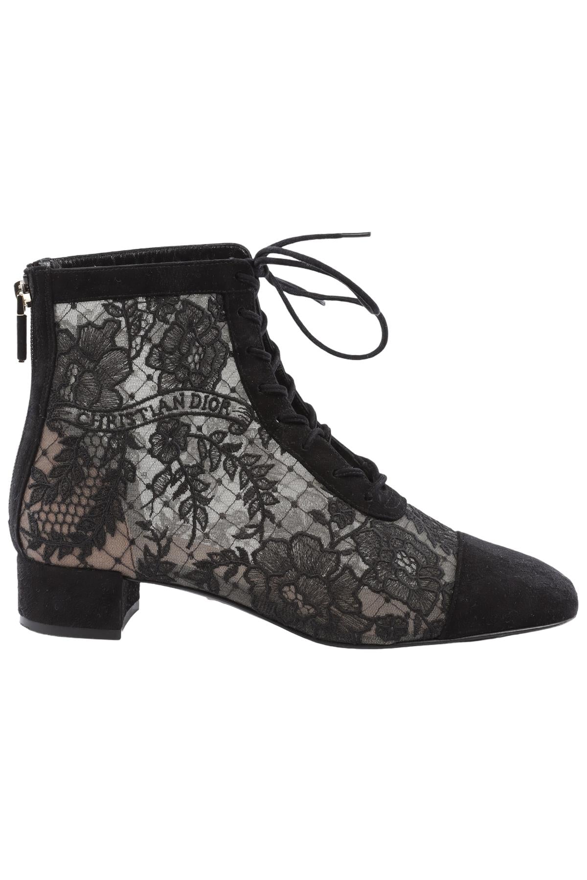 CHRISTIAN DIOR BLACK NAUGHTILY-D SUEDE ANKLE BOOTS EU 37.5 UK 4.5 US 7.5