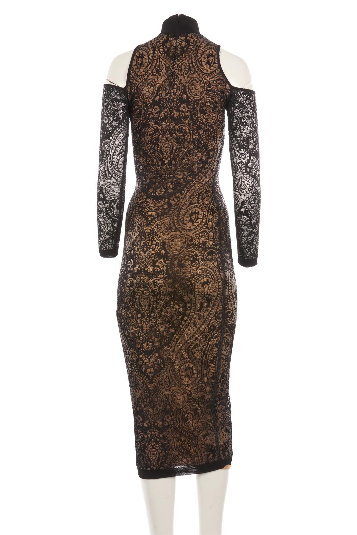BALMAIN BLACK LACE MAXI DRESS FR 36 UK 8