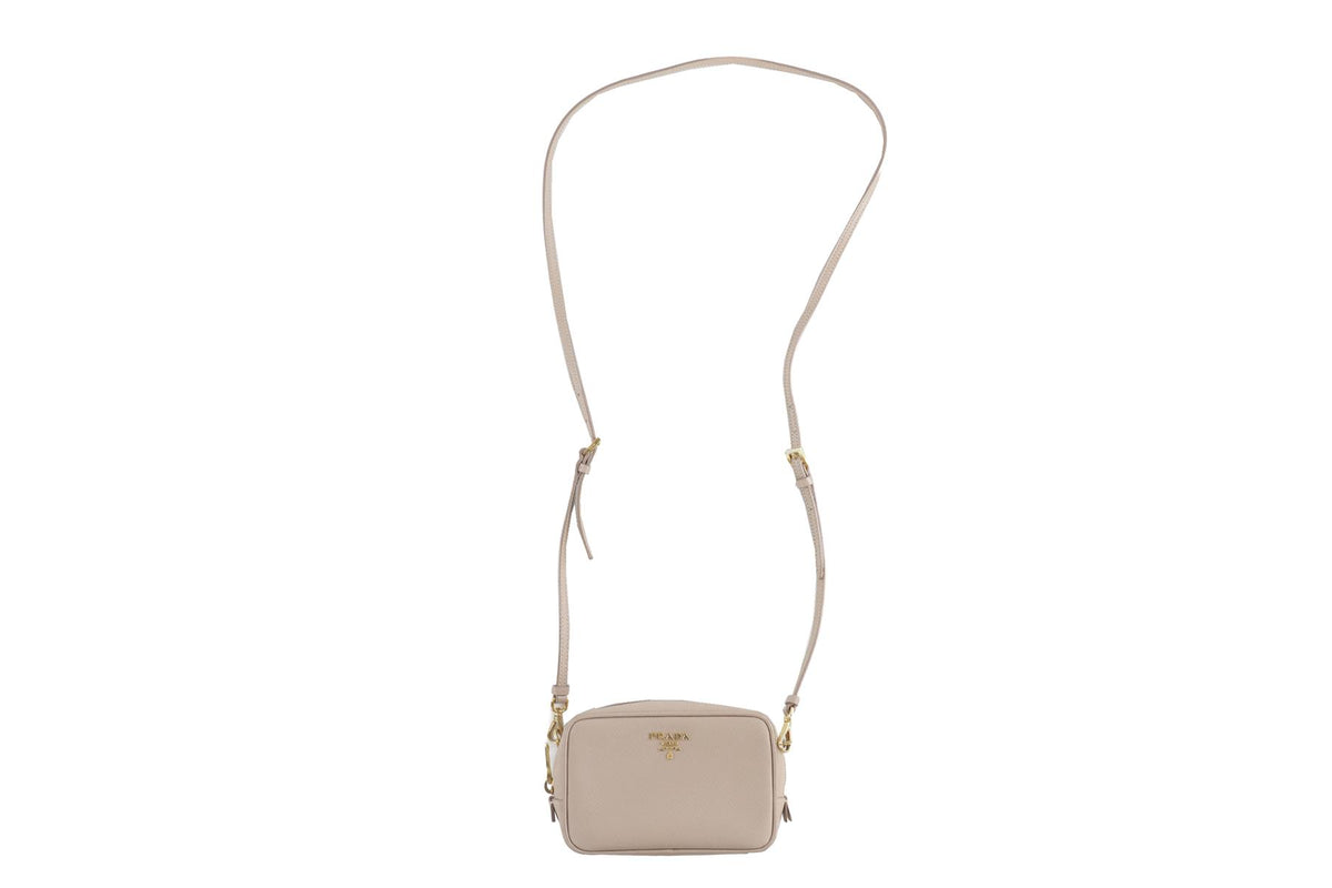 PRADA NUDE LUX CAMERA MINI SAFFIANO LEATHER CROSSBODY BAG