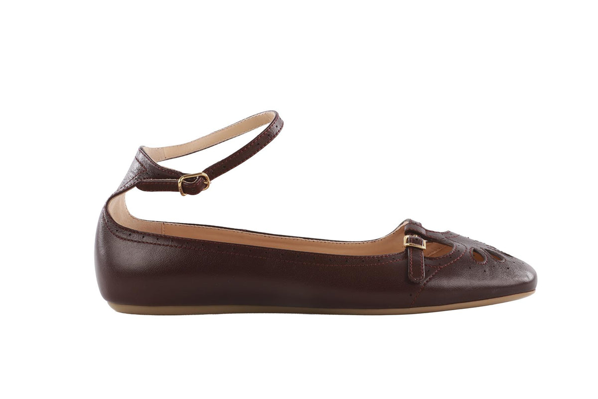 CHLOÉ BURGUNDY LEATHER BALLET FLATS EU 40 UK 7 US 10