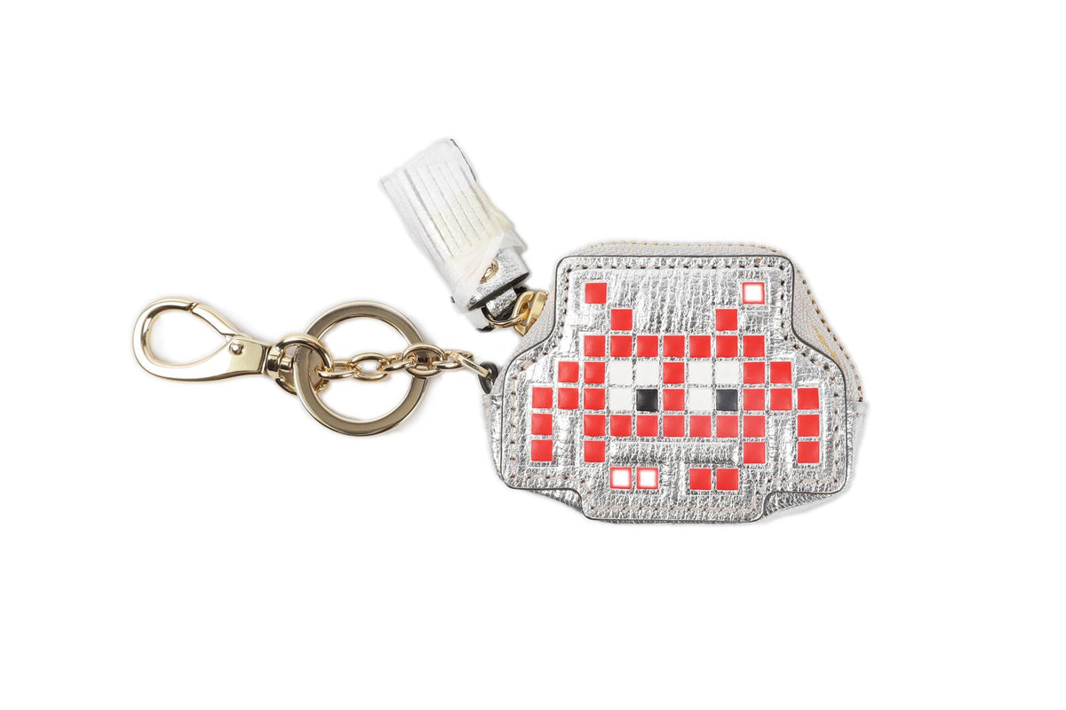 ANYA HINDMARCH SILVER SPACE INVADER COIN PURSE