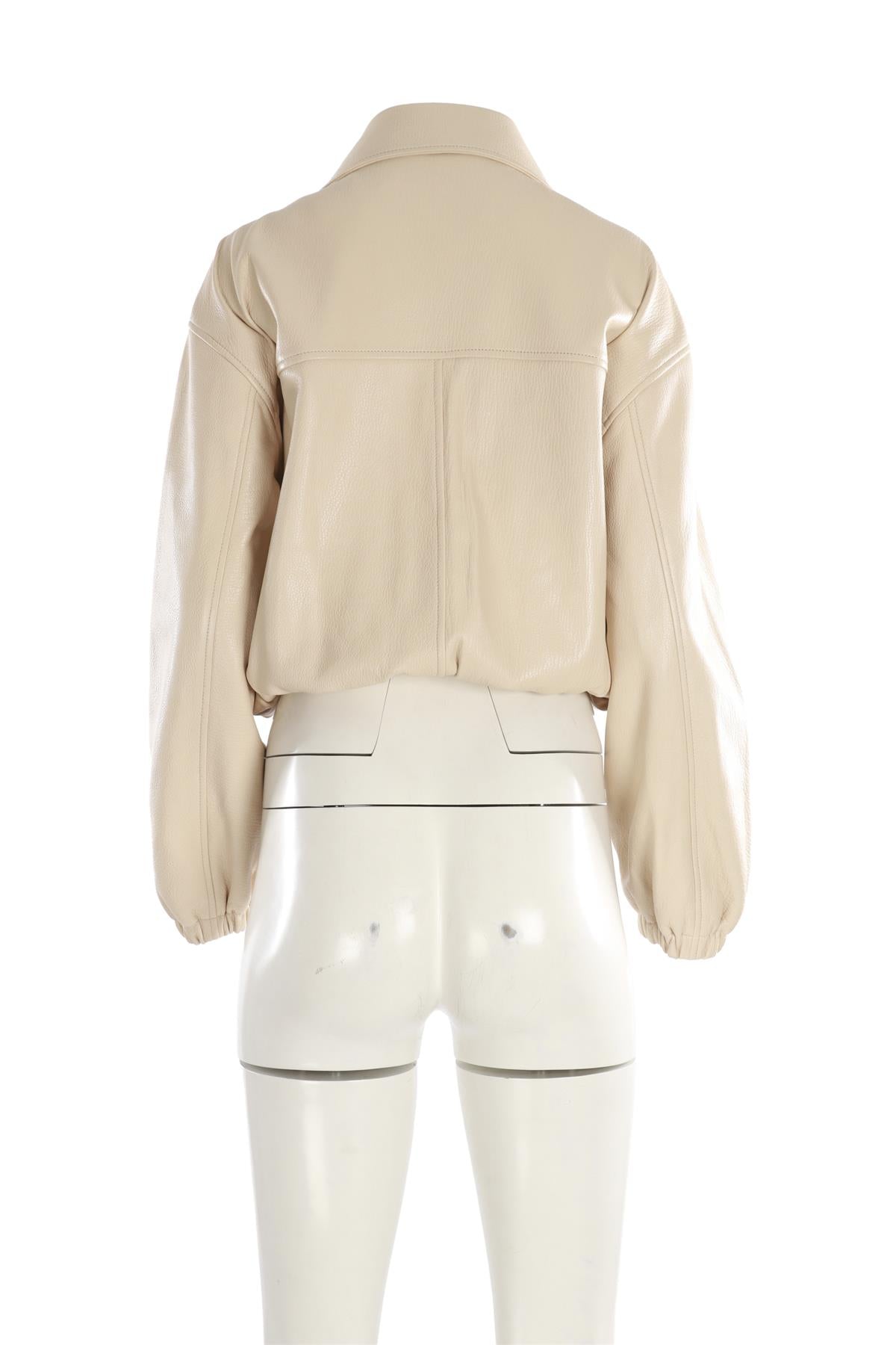NOUR HAMMOUR CREAM PIA LEATHER JACKET SMALL