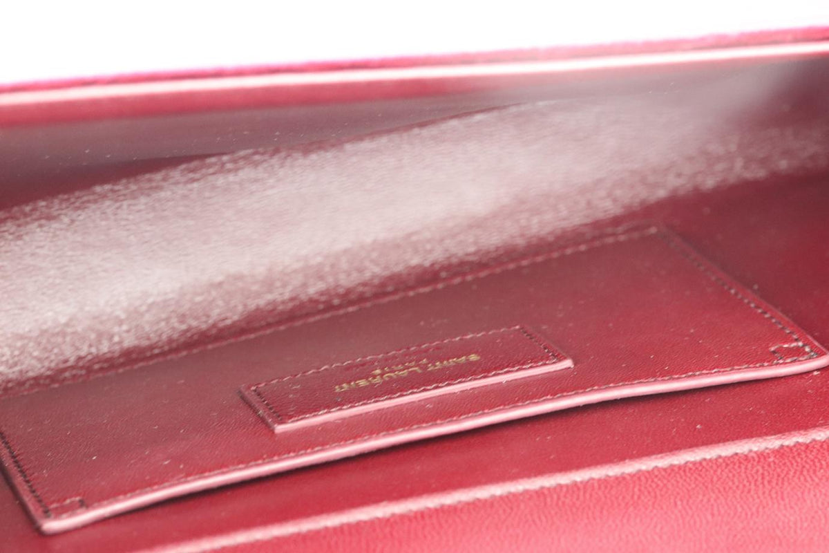 SAINT LAURENT MONOGRAMME EMBELLISHED VELVET CLUTCH