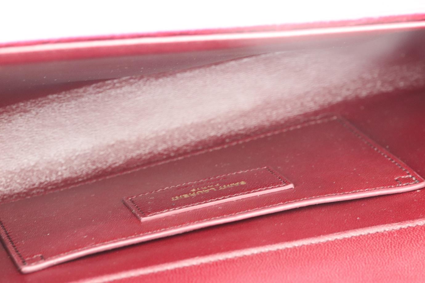 SAINT LAURENT MONOGRAMME EMBELLISHED VELVET CLUTCH