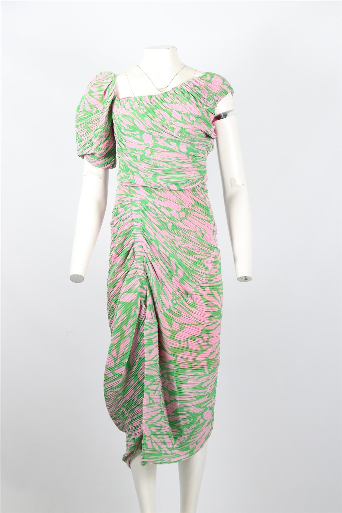 PREEN PLEATED CHIFFON MAXI DRESS SMALL