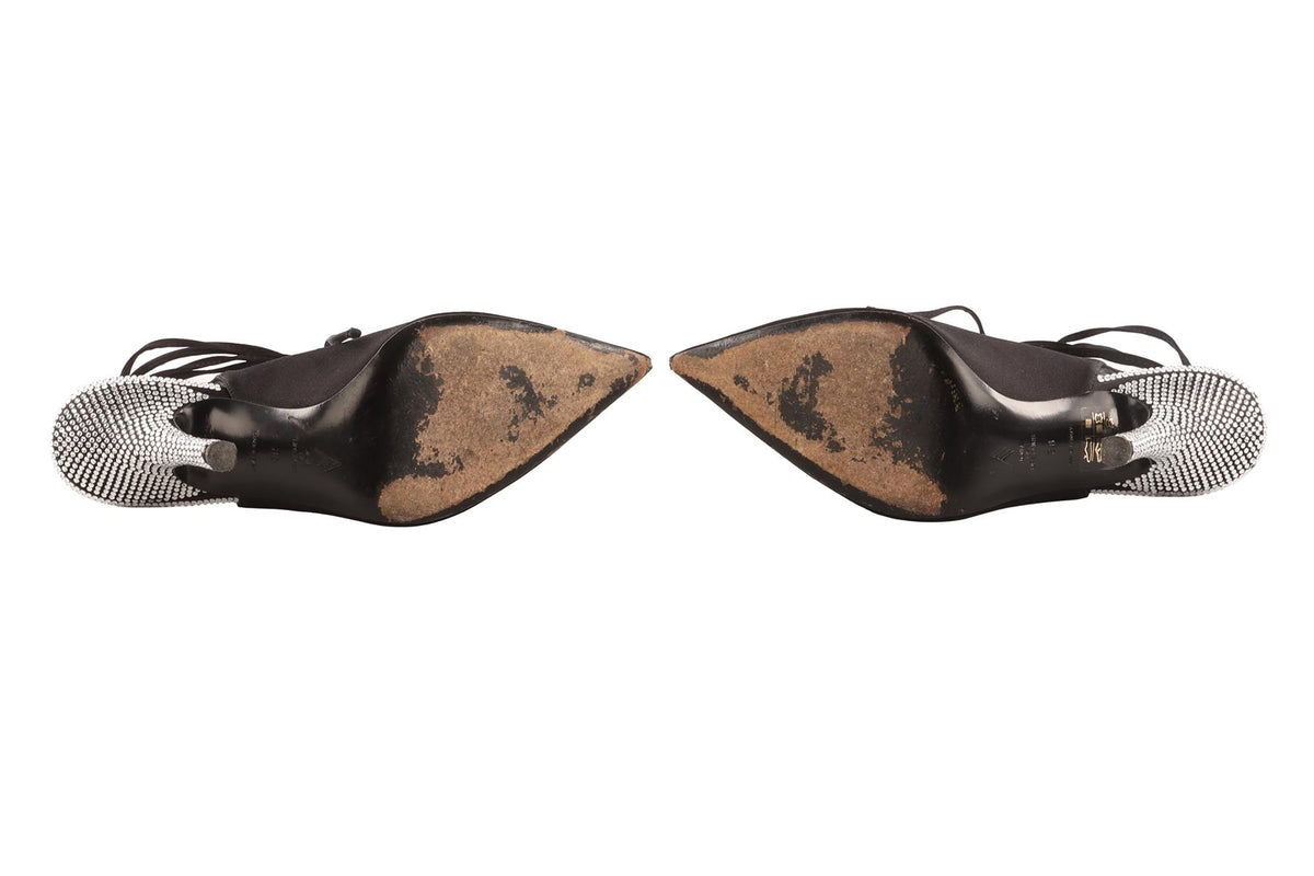 THE ATTICO BLACK SATIN PUMPS EU 38 UK 5