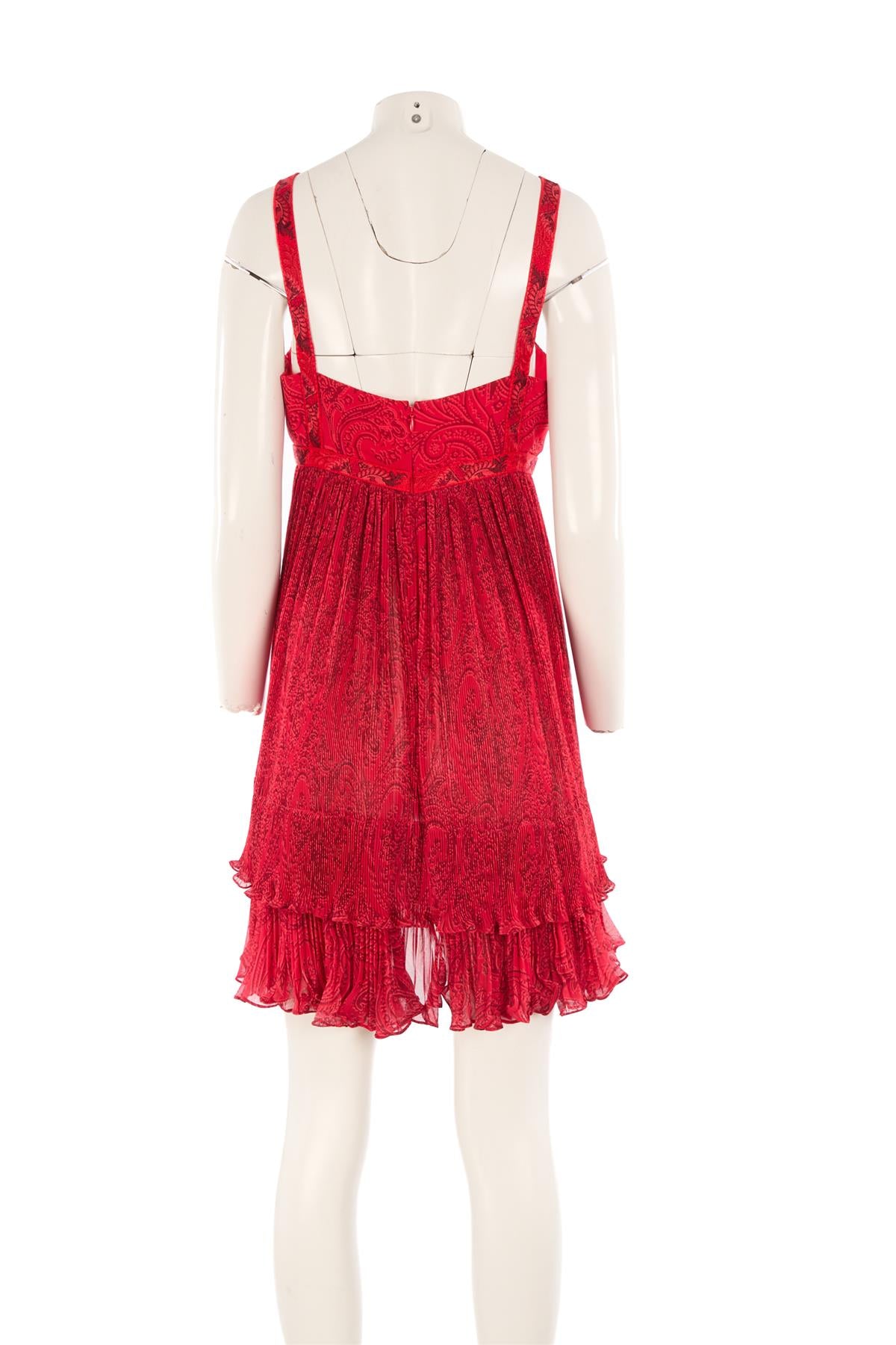 ETRO RED CHIFFON MINI DRESS IT 44 UK 12