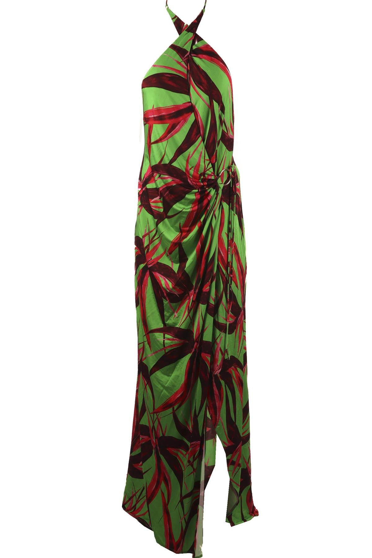 LOUISA BALLOU GREEN JERSEY MAXI DRESS XLARGE