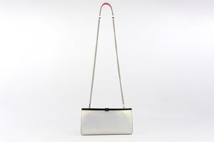 CHRISTIAN LOUBOUTIN WHITE PALMETTE MEDIUM LEATHER CLUTCH