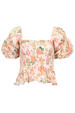 MISA LOS ANGELES FLORAL PRINT SATIN TOP MEDIUM