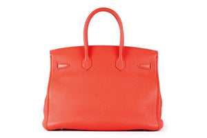 HERMÈS RED 2013 BIRKIN 35 CM TOGO LEATHER BAG IN CAPUCINE