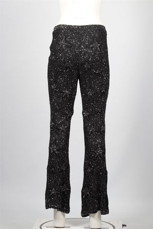 CHANEL BLACK 2024 SEQUIN AND KNIT FLARED PANTS FR 40 UK 12