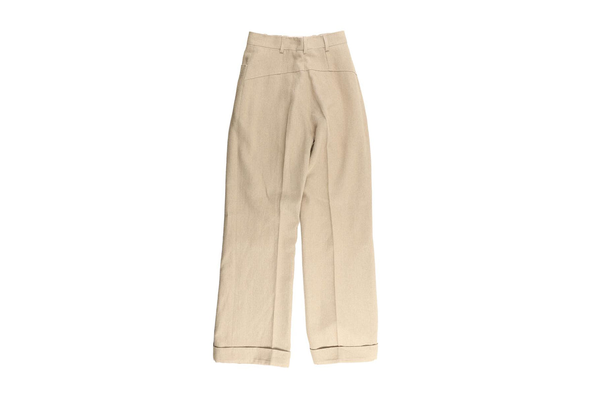 JACQUEMUS BEIGE LINEN STRAIGHT LEG PANTS FR 34 UK 6