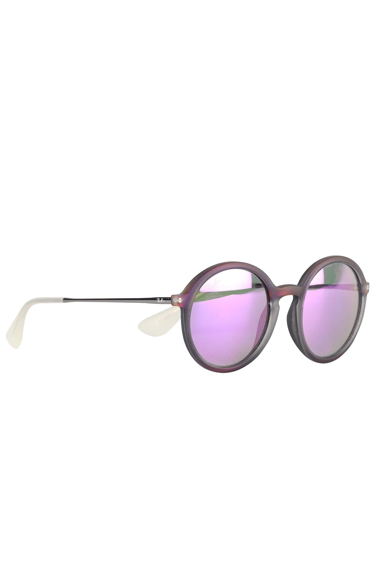 RAY-BAN PURPLE ROUND FRAME ACETATE SUNGLASSES