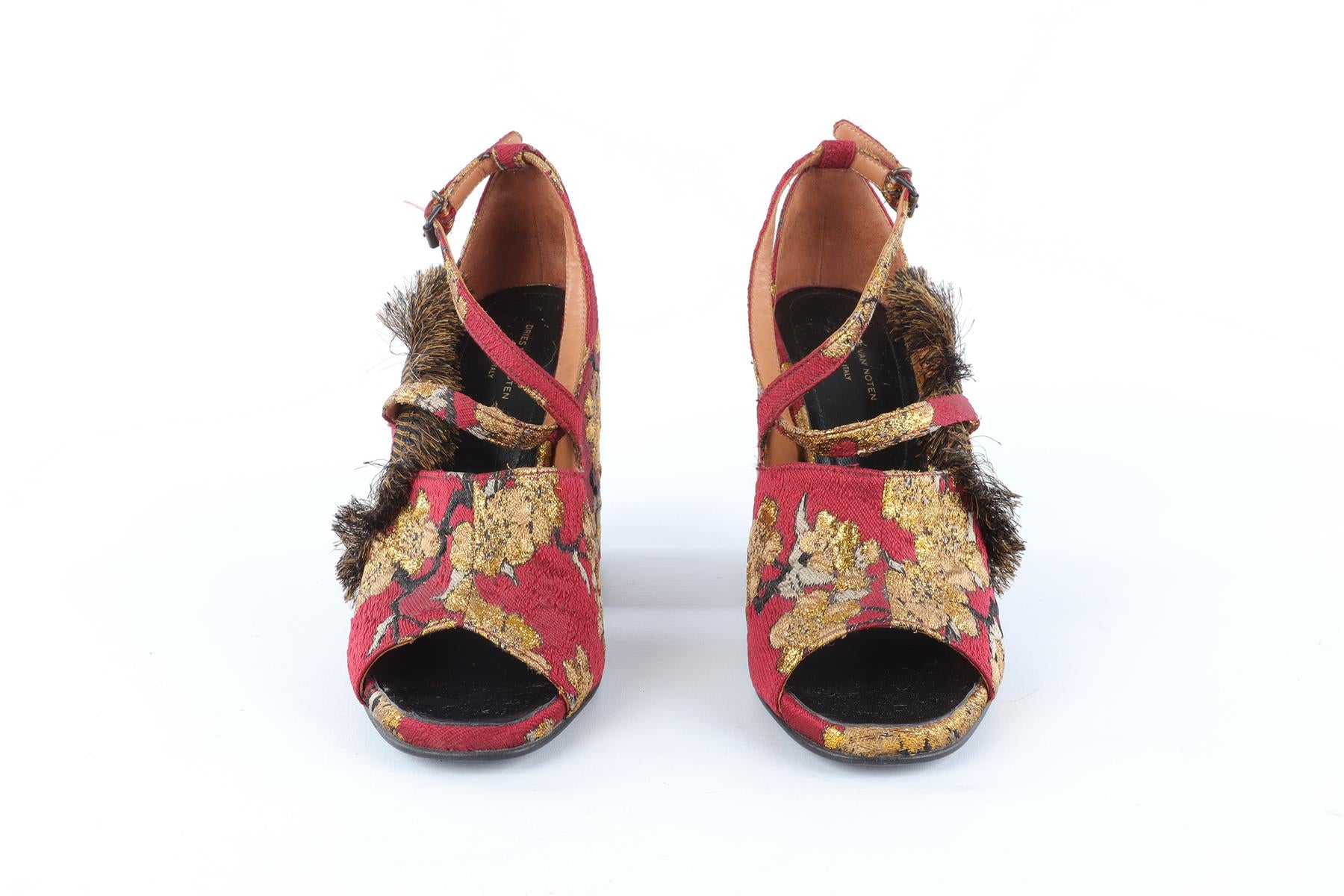 DRIES VAN NOTEN RED FABRIC SANDALS EU 38.5 UK 5.5 US 8.5
