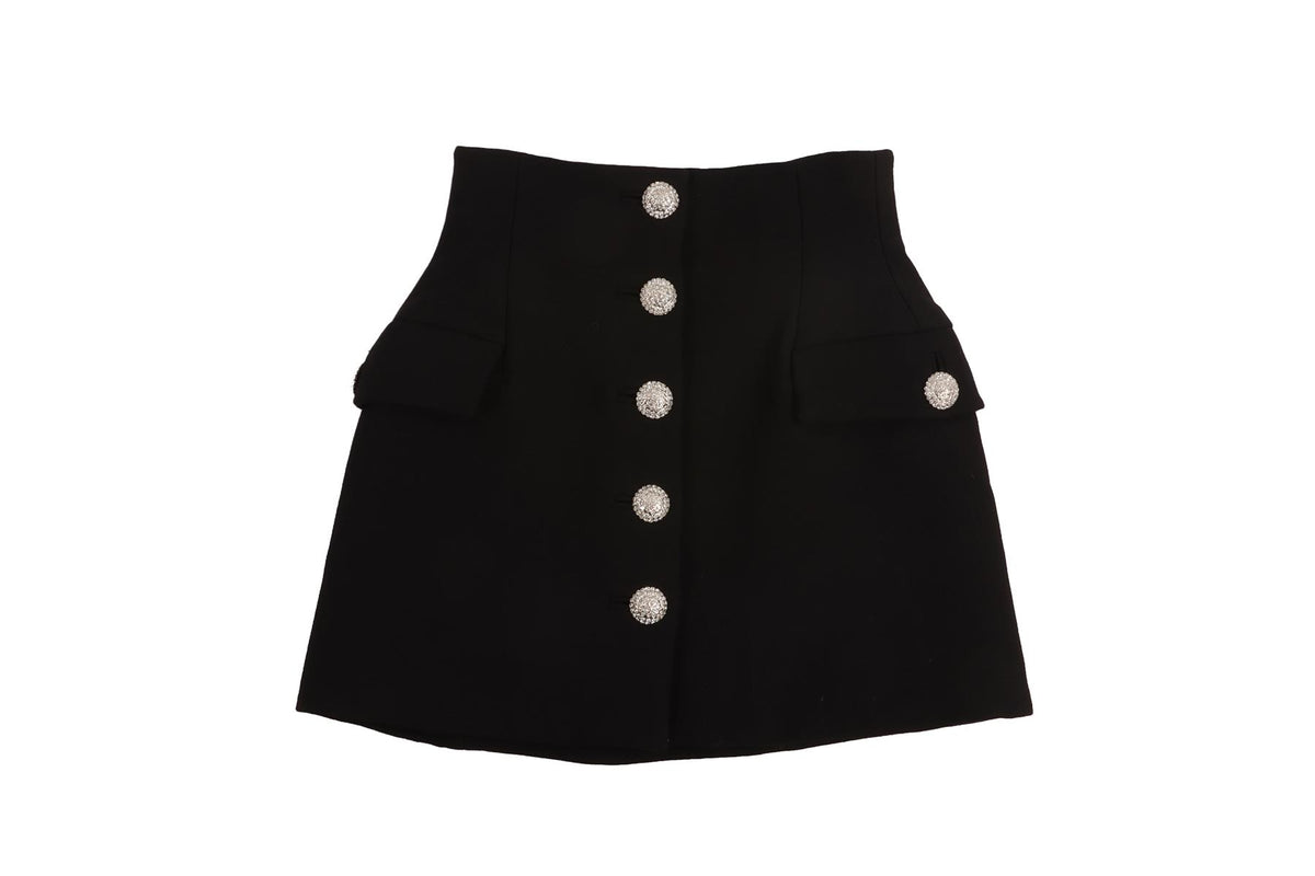 ALESSANDRA RICH BLACK WOOL MINI SKIRT IT 38 UK 6