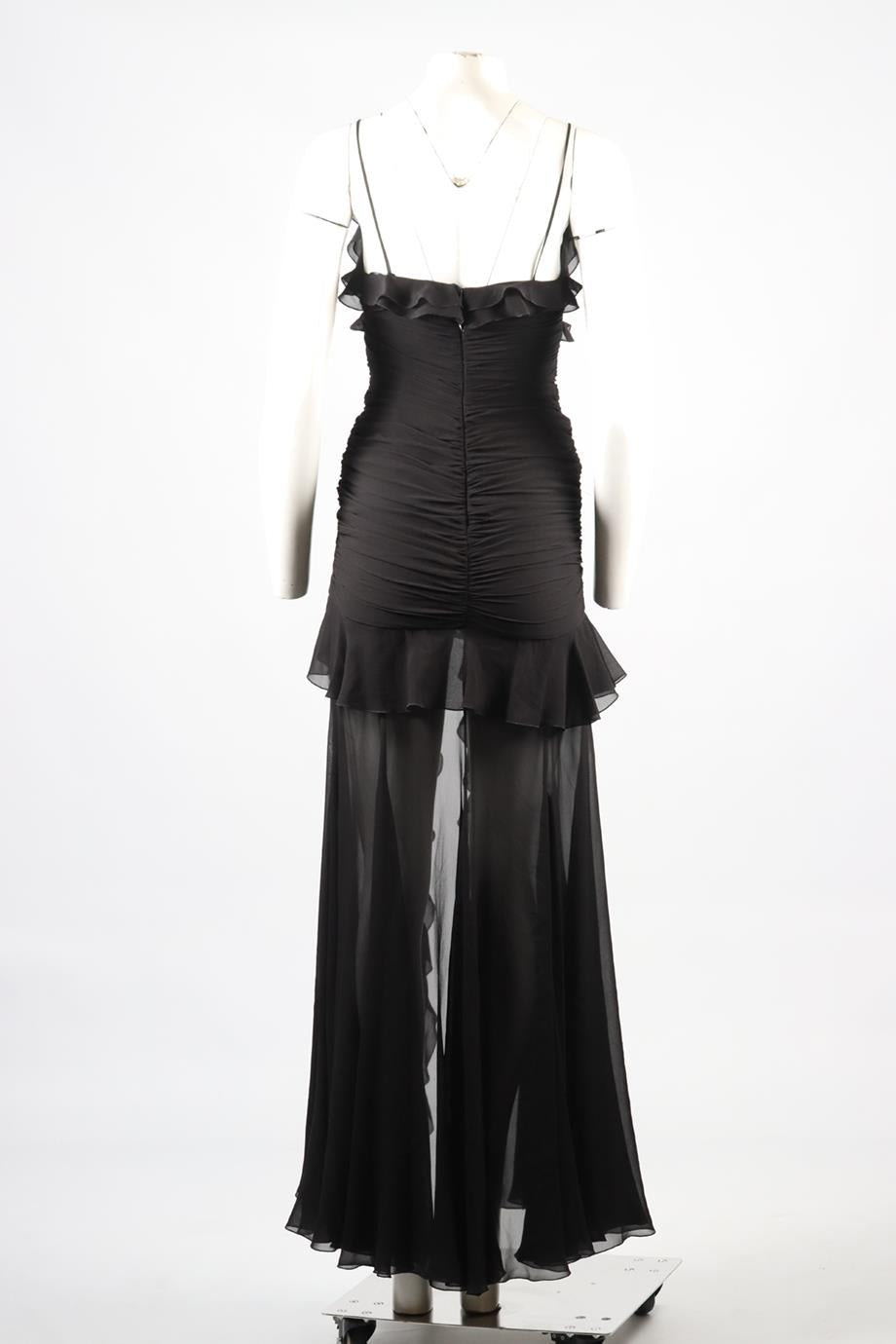 ALESSANDRA RICH RUFFLED SILK MAXI DRESS UK 6