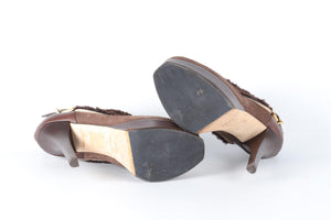 FENDI BROWN SUEDE ANKLE BOOTS EU 38 UK 5 US 8