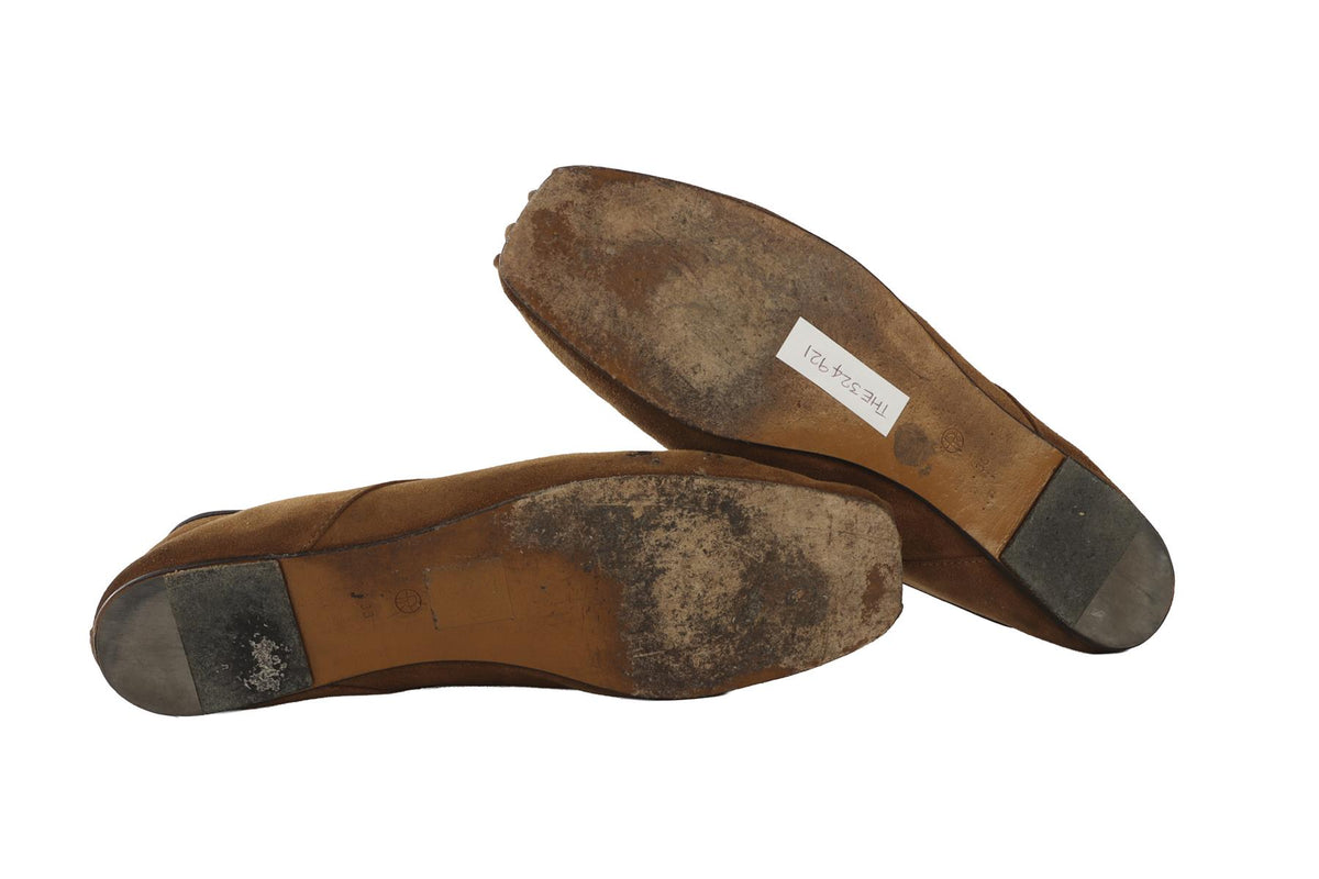 THE ROW TAN SUEDE BALLET FLATS  EU 38 UK 5 US 8