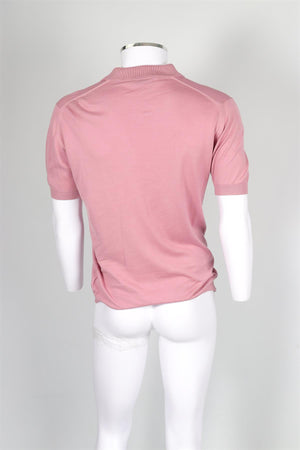 JOHN SMEDLEY PINK MEN'S COTTON POLO SHIRT MEDIUM