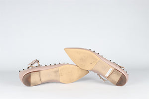 VALENTINO GARAVANI NUDE ROCKSTUD LEATHER BALLERINA FLATS EU 40 UK 7 US 10