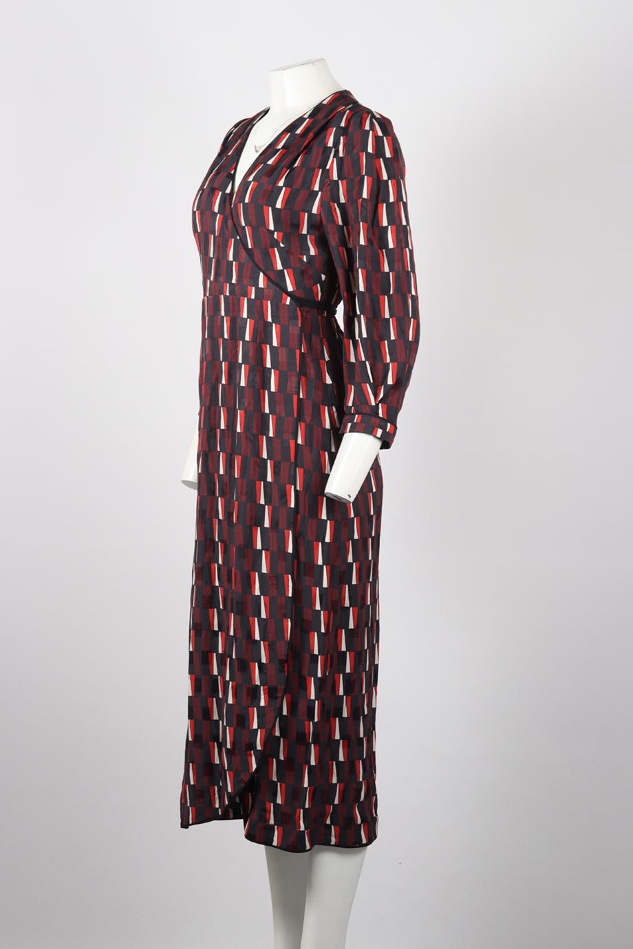 CEFINN PRINTED SATIN MAXI WRAP DRESS UK 10