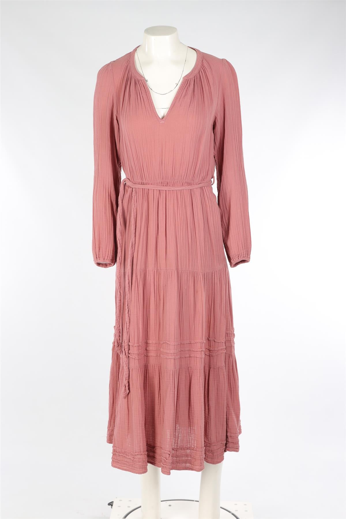 XIRENA PINK COTTON MAXI DRESS SMALL