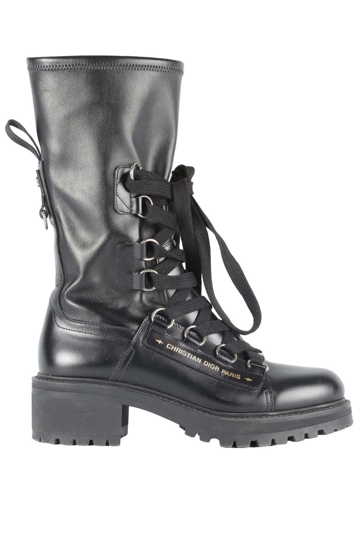 CHRISTIAN DIOR BLACK D-FIGHT LEATHER BOOTS EU 40 UK 7 US 10